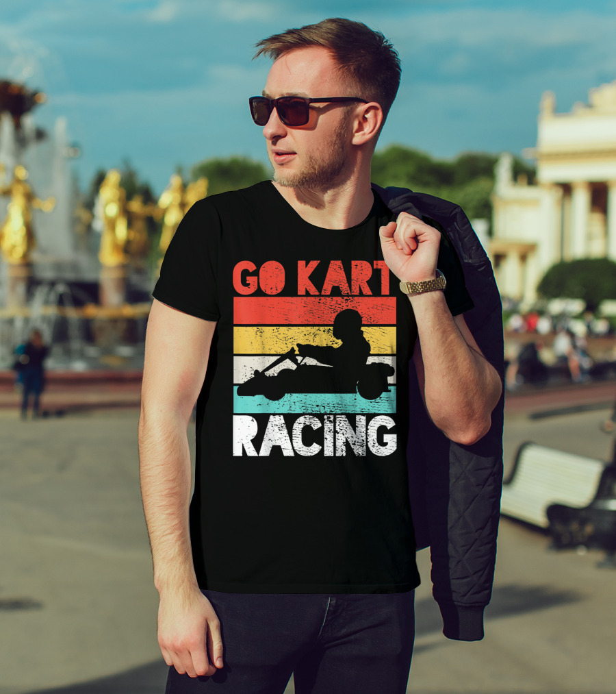 GO KART RACING Retro Stripes T-Shirt