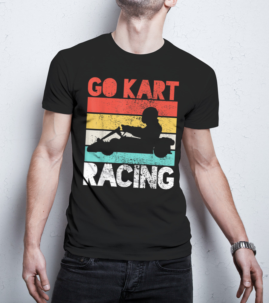 GO KART RACING Retro Stripes T-Shirt
