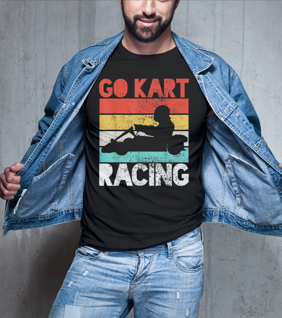 GO KART RACING Retro Stripes T-Shirt