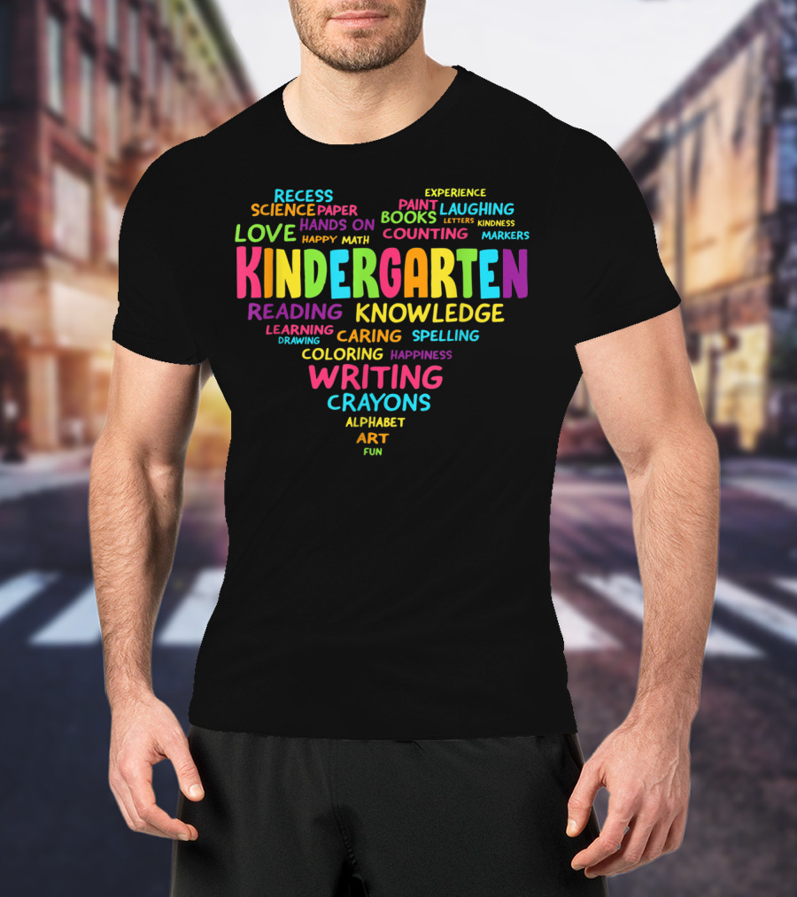 Heart Kindergarten Reading Writing Knowledge Recess Science Art Fun T-Shirt