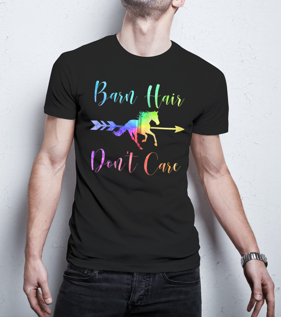 Barn Hair Don't Care Rainbow Horse Arrow T-Shirt