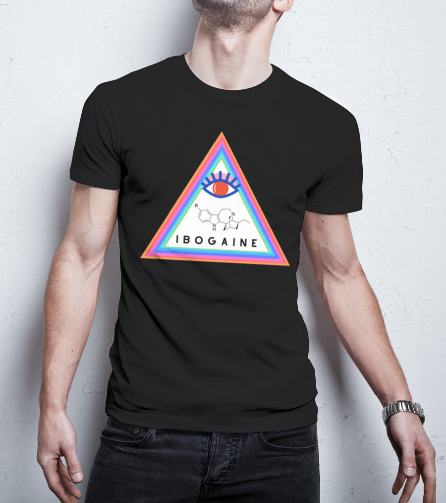 Ibogaine Molecular Structure Rainbow Triangle With Eye T-Shirt