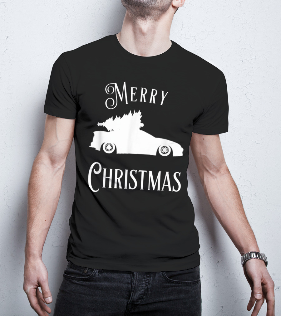 Merry Christmas Tree On Lowered Car T-Shirt