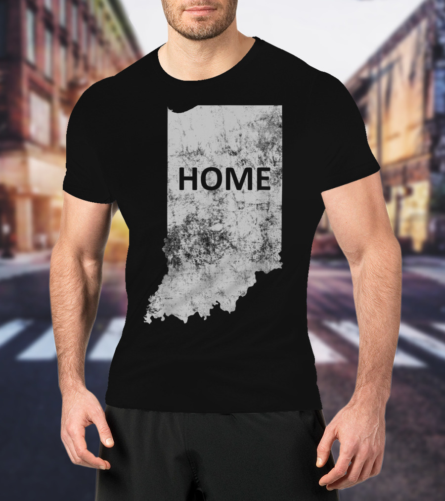Indiana Home State Grunge Text Map T-Shirt