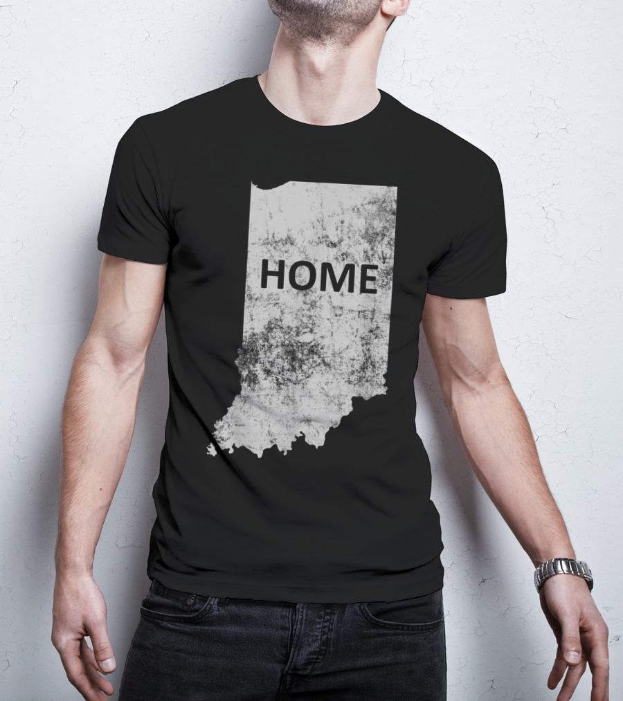 Indiana Home State Grunge Text Map T-Shirt