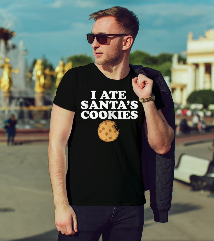 I Ate Santa's Cookies With Bite Mark Cookie Image T-Shirt