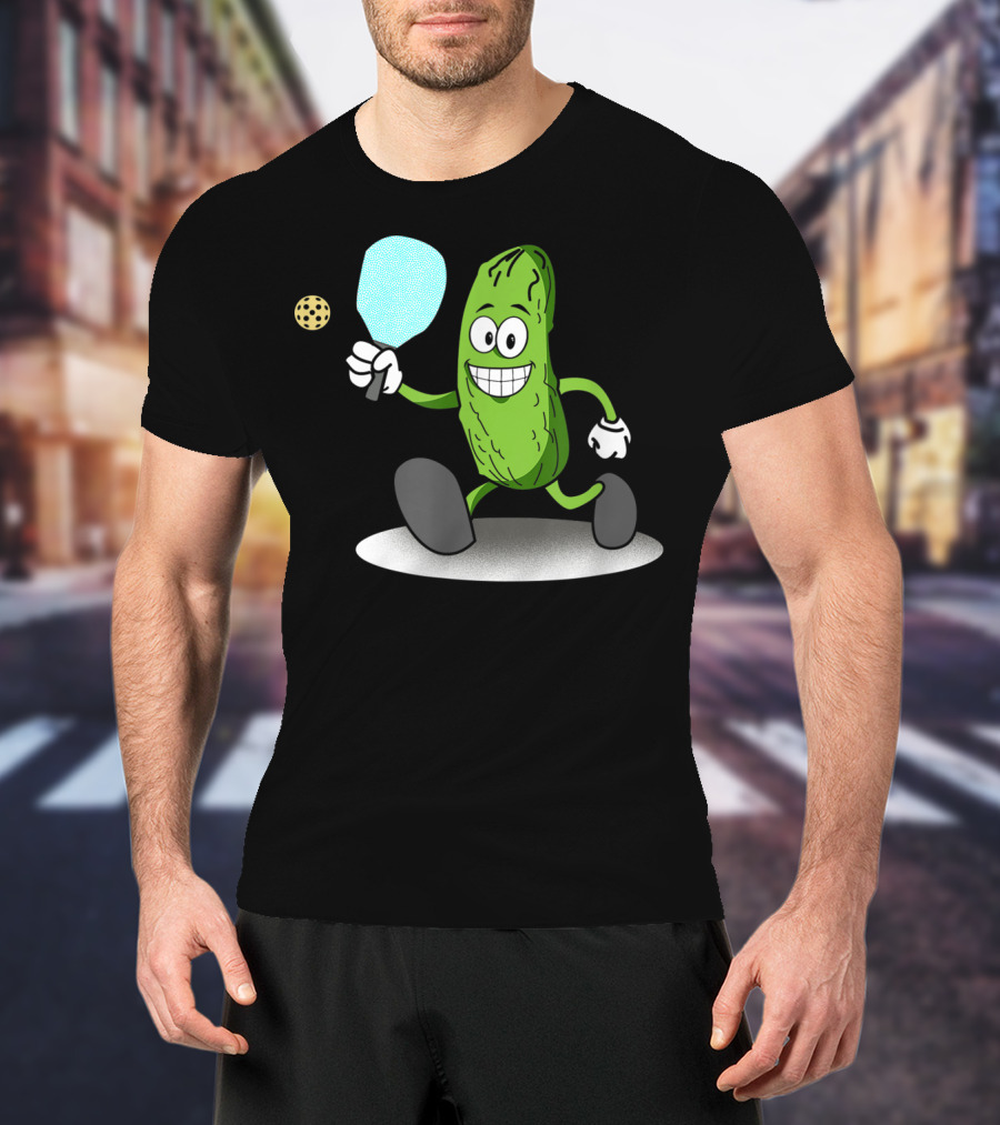 Funny Pickleball Pickle Playing Paddle Sports T-Shirt