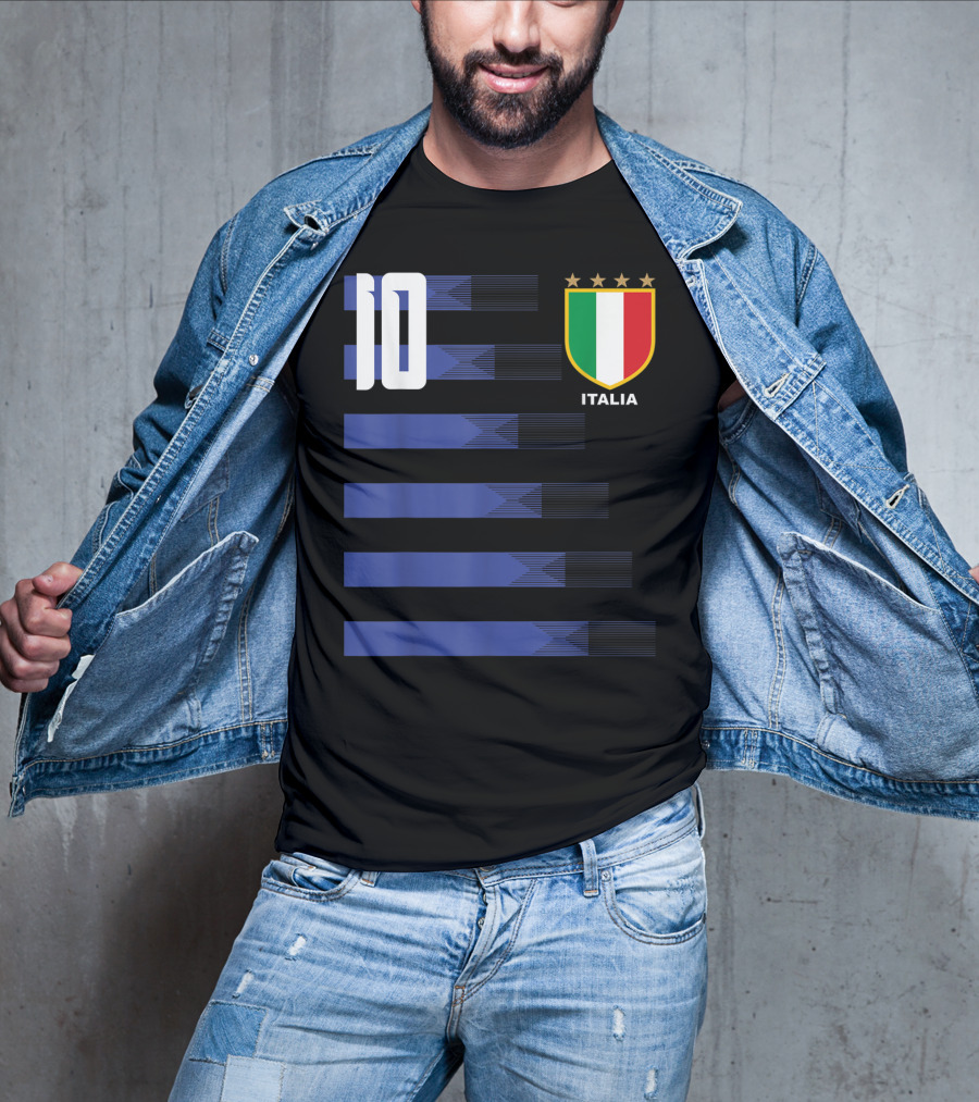 Italia Calcio Soccer Shirt Italian Flag Icon Number 10 T-Shirt
