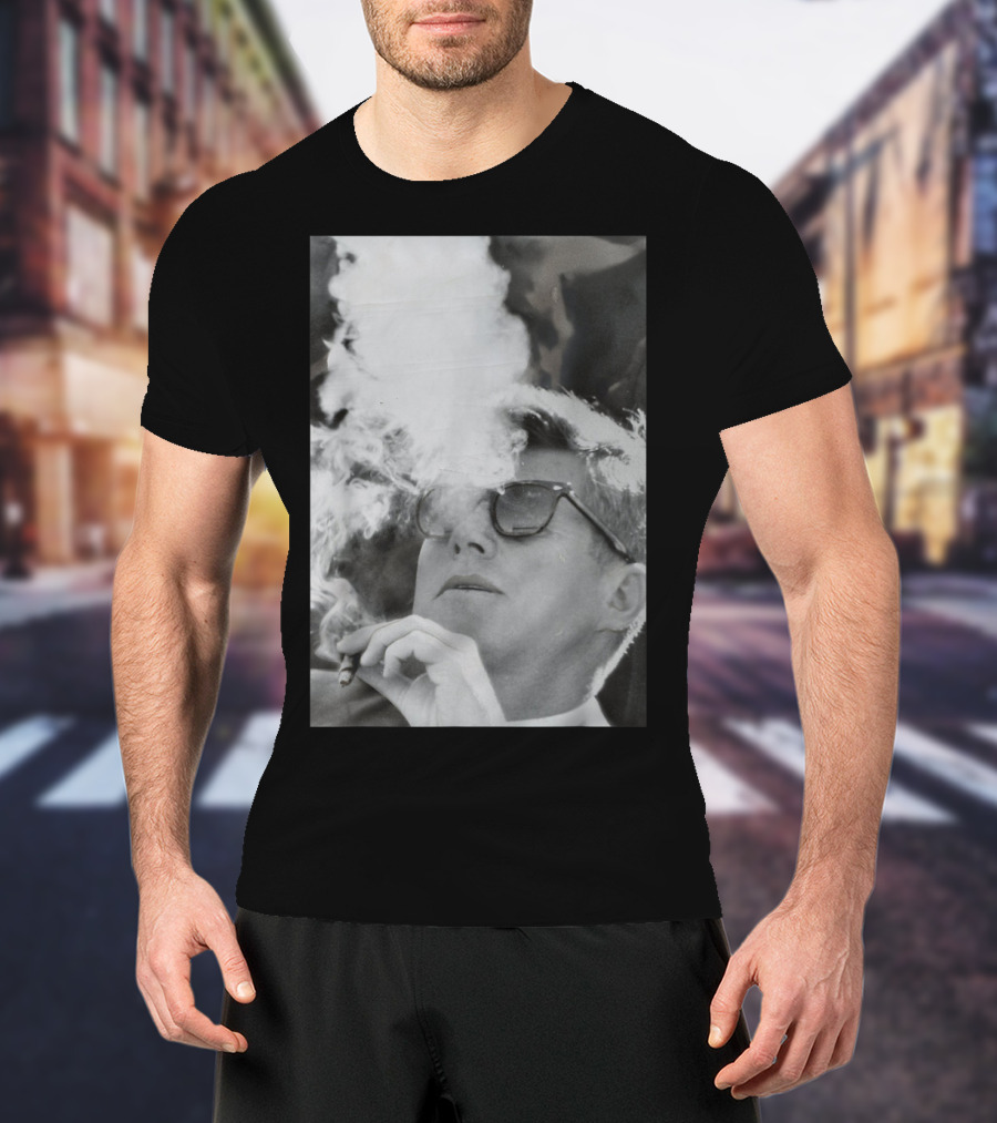 JFK Smoking With Shades John Kennedy Iconic Cigar Image T-Shirt