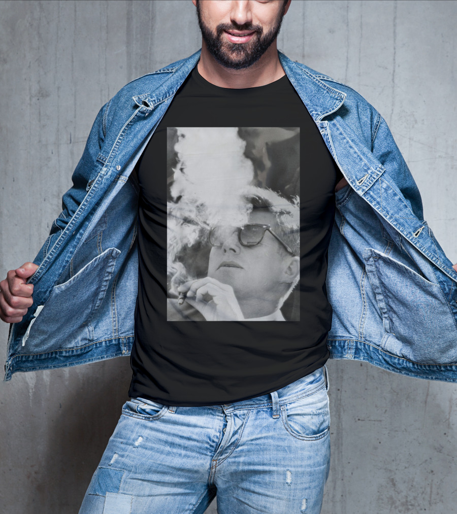 JFK Smoking With Shades John Kennedy Iconic Cigar Image T-Shirt