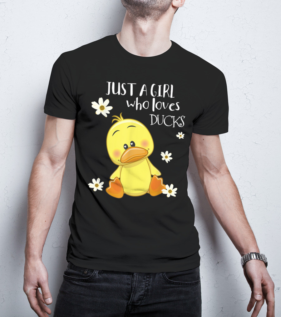 Just A Girl Who Loves Ducks Cute Duck Lover With Flowers T-Shirt