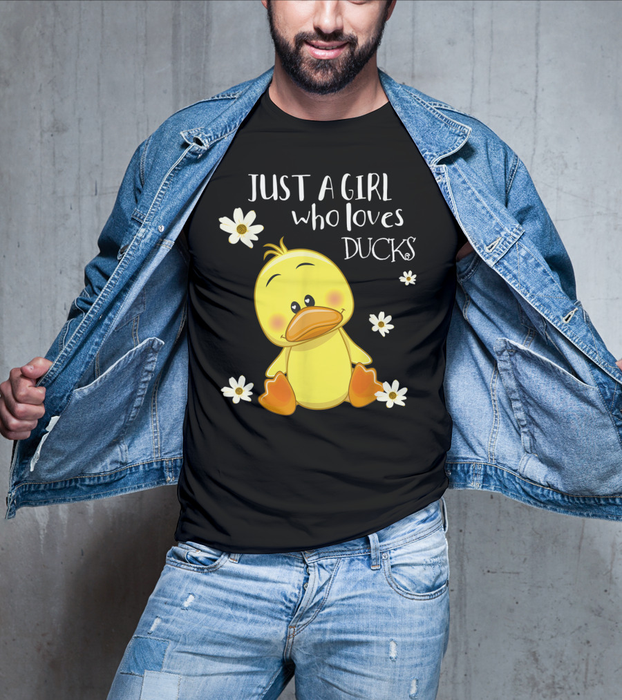 Just A Girl Who Loves Ducks Cute Duck Lover With Flowers T-Shirt