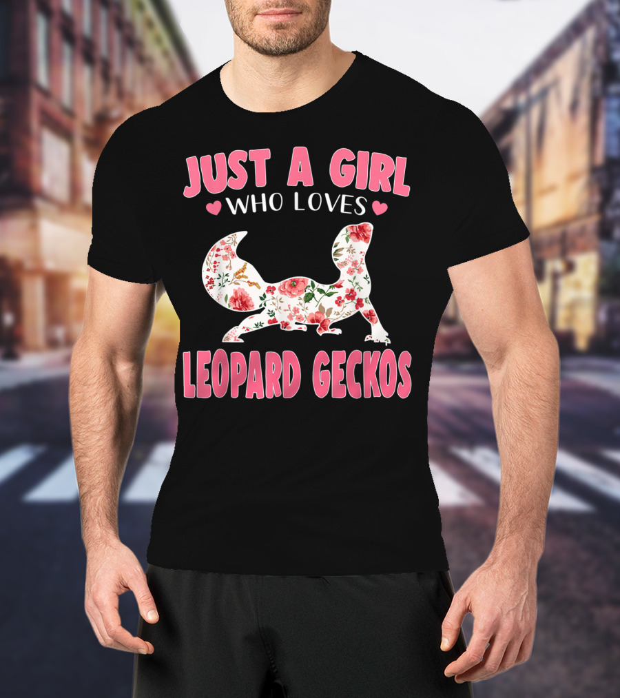 Just A Girl Who Loves Leopard Geckos Floral Heart T-Shirt