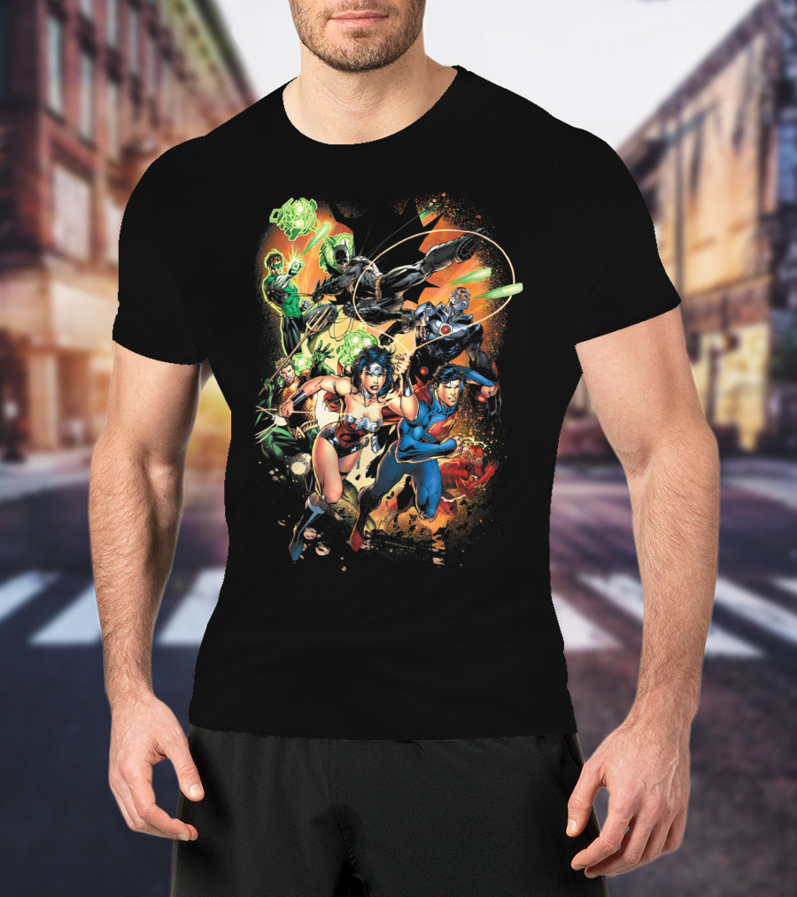 Justice League Battle Ready Heroes In Action T-Shirt