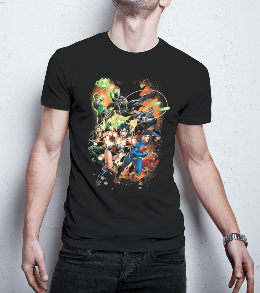 Justice League Battle Ready Heroes In Action T-Shirt