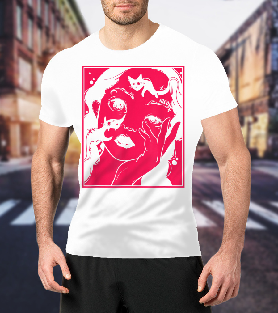 Kawaii Soft Grunge Egirl Aesthetic Harajuku Meow Black Cat Motif T-Shirt