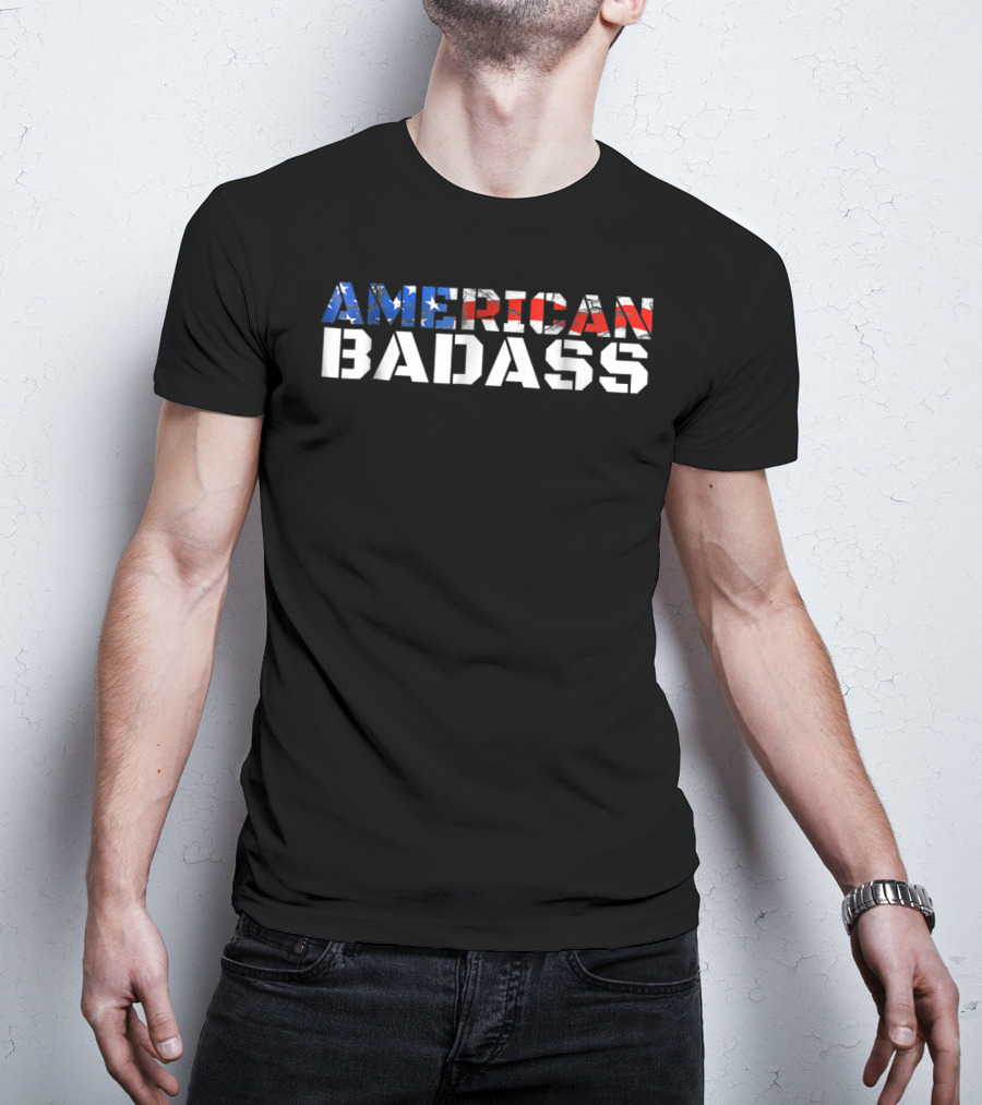 American Badass USA Flag Patriotic T-Shirt