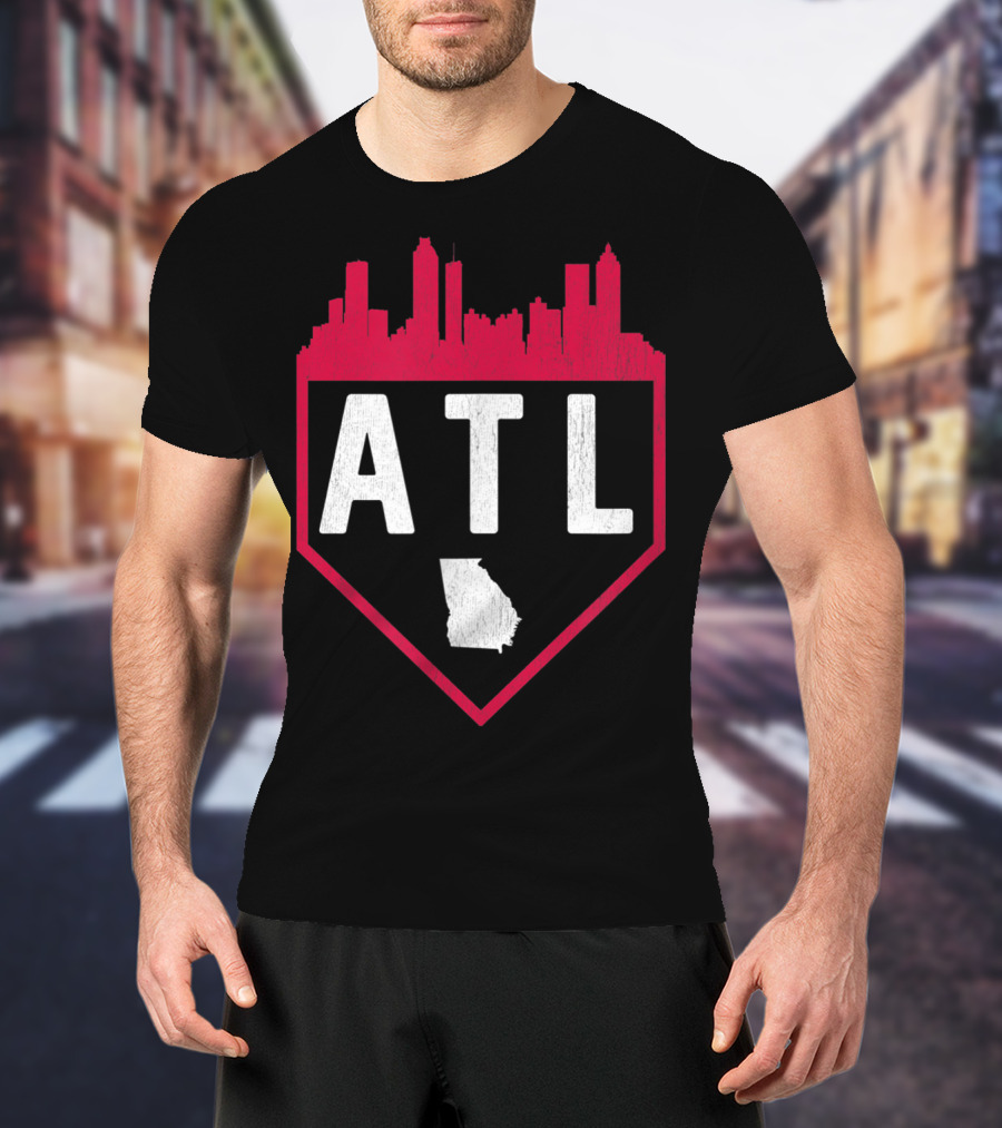 ATL Skyline Home Plate Atlanta Baseball Vintage Georgia T-Shirt
