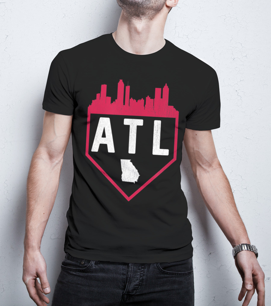 ATL Skyline Home Plate Atlanta Baseball Vintage Georgia T-Shirt