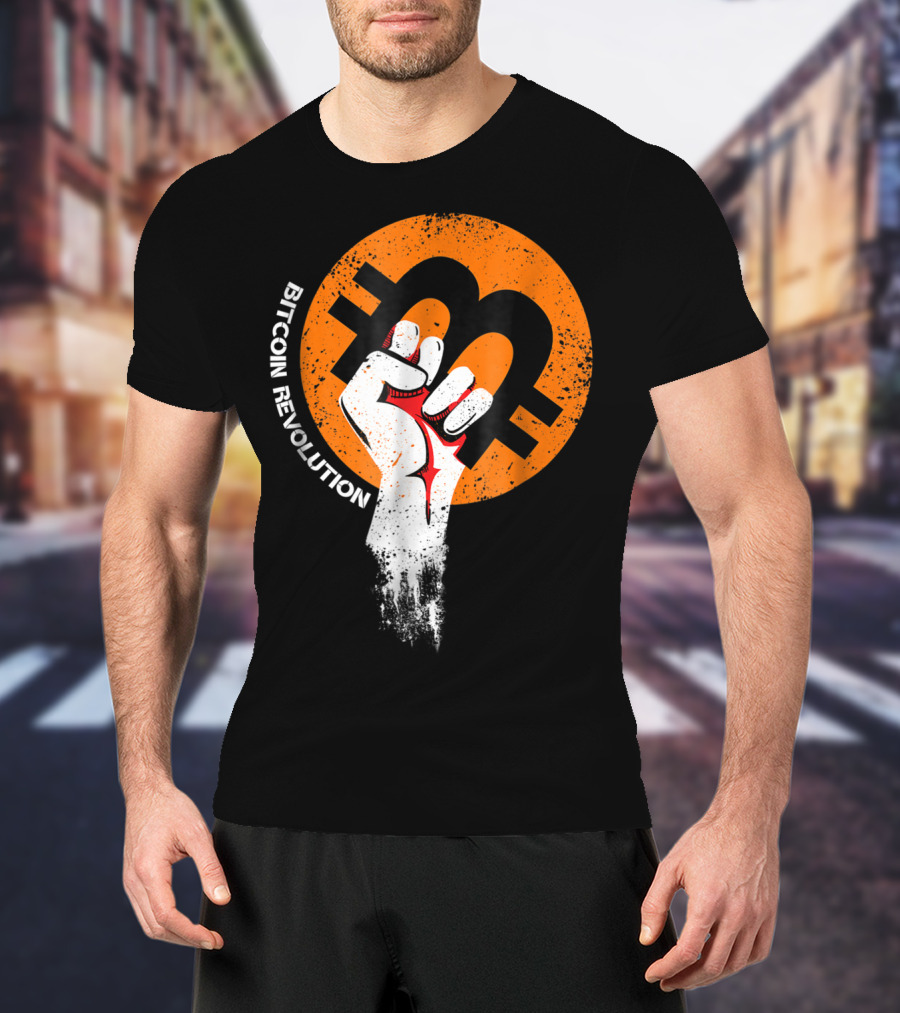 Bitcoin Cryptocurrency BTC Revolution Fist T-Shirt