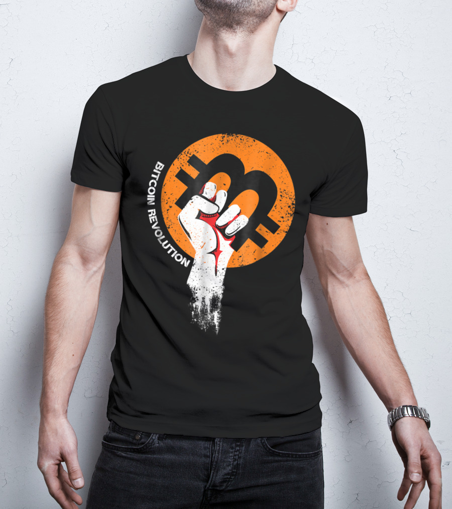 Bitcoin Cryptocurrency BTC Revolution Fist T-Shirt