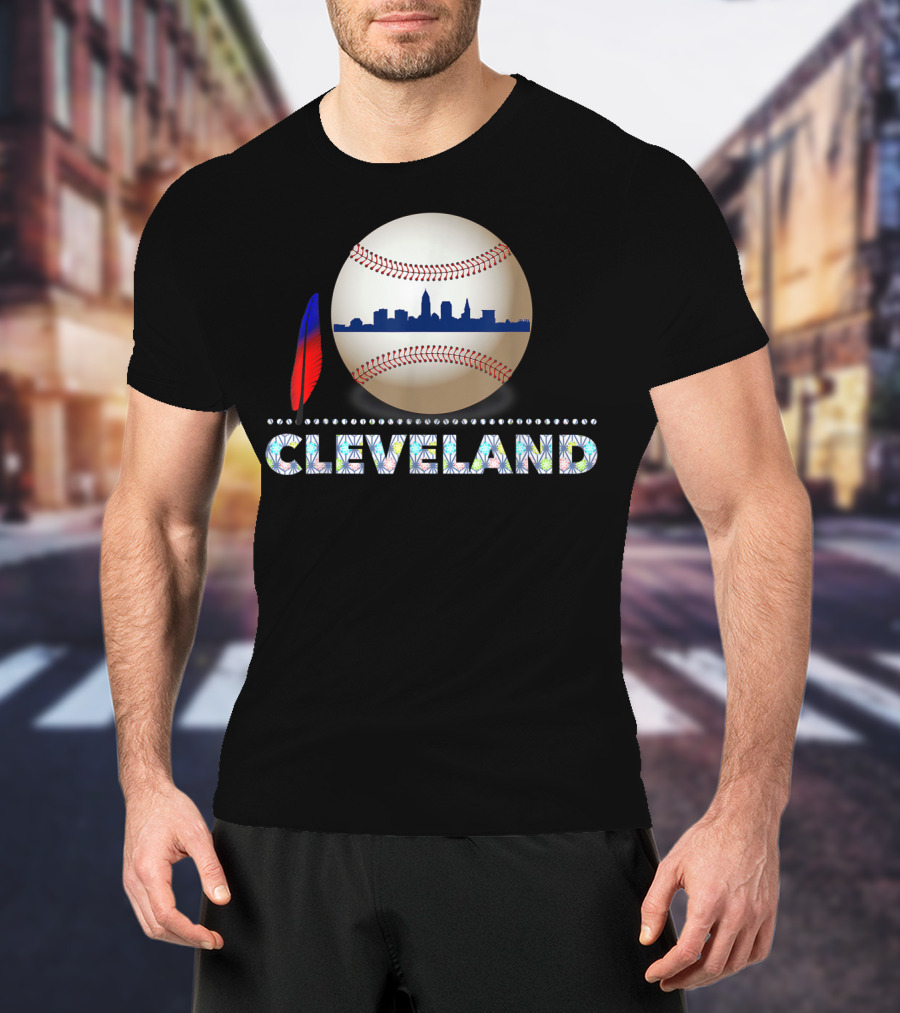 Cleveland Baseball Skyline Feather Emblem T-Shirt