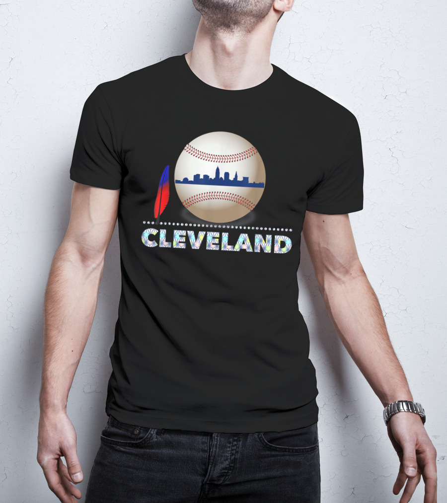 Cleveland Baseball Skyline Feather Emblem T-Shirt