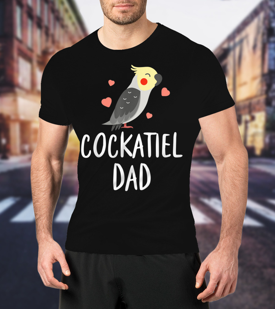 Cockatiel Dad Cute Funny Bird Lover With Hearts T-Shirt