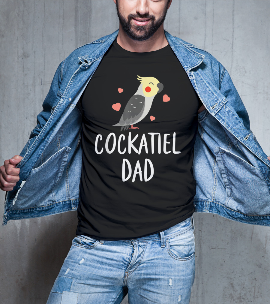 Cockatiel Dad Cute Funny Bird Lover With Hearts T-Shirt