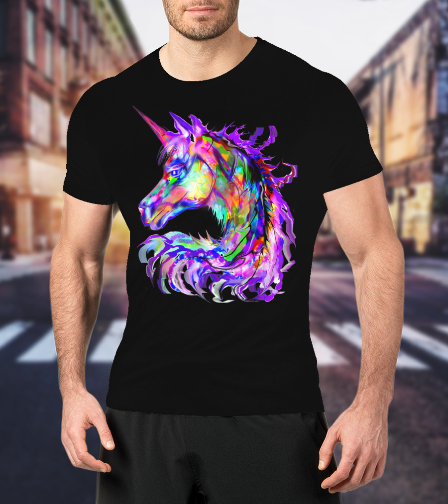 Festival Neon Colorful Rainbow Cute Unicorn Rave T-Shirt