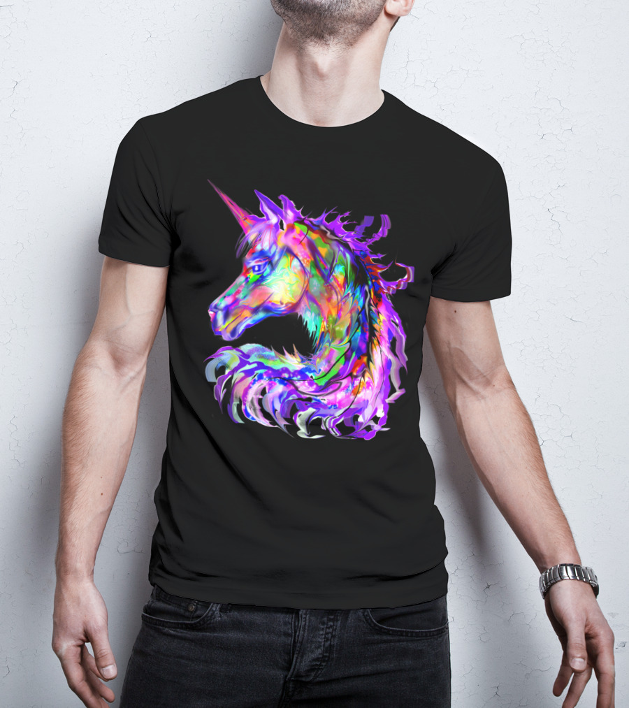Festival Neon Colorful Rainbow Cute Unicorn Rave T-Shirt
