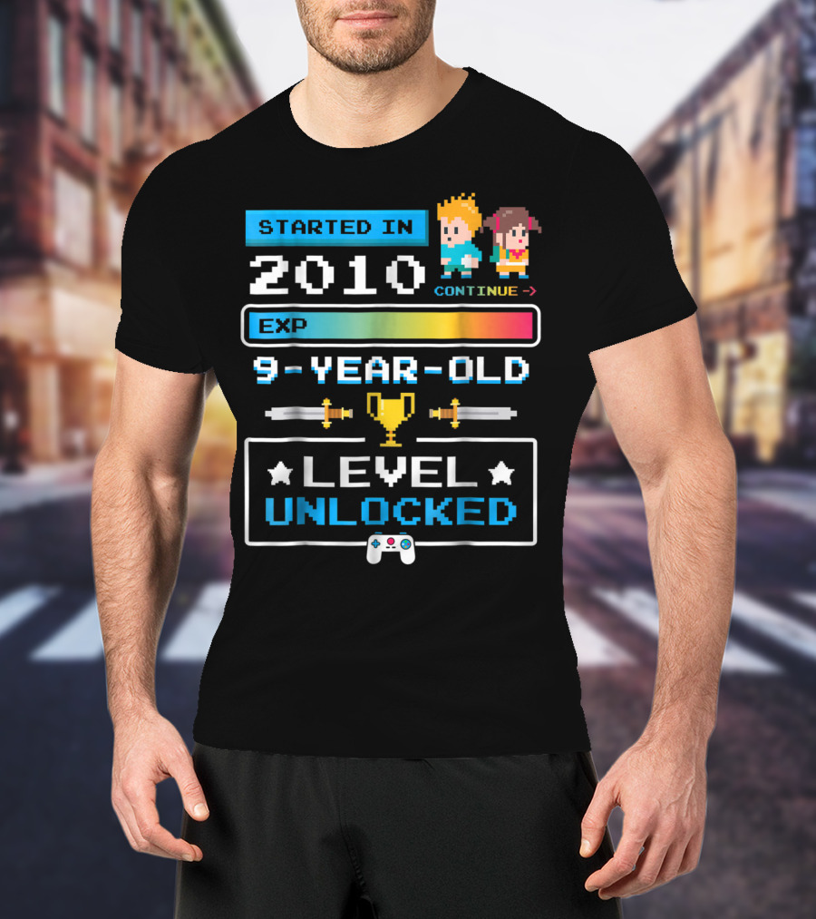 Started In 2010 9 Year Old Level Unlocked Gamer EXP Trophy T-Shirt