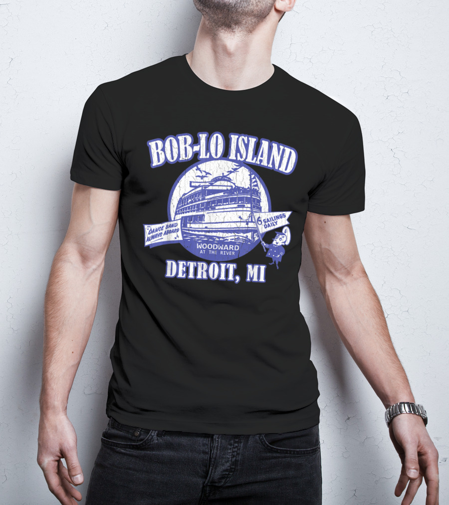 Bob-Lo Island Detroit MI Dance Band Woodward At The River 6 Sailings Daily Vintage Look T-Shirt