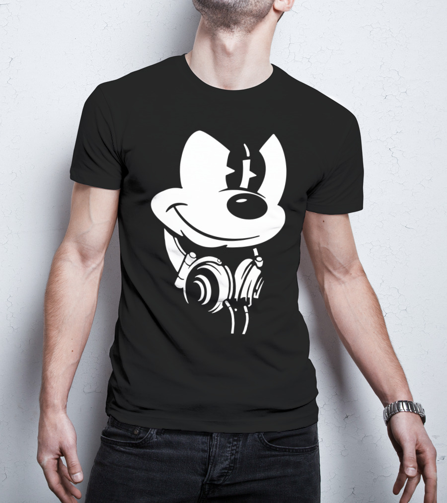 Disney Mickey Mouse Headphones Smiling Iconic Character T-Shirt