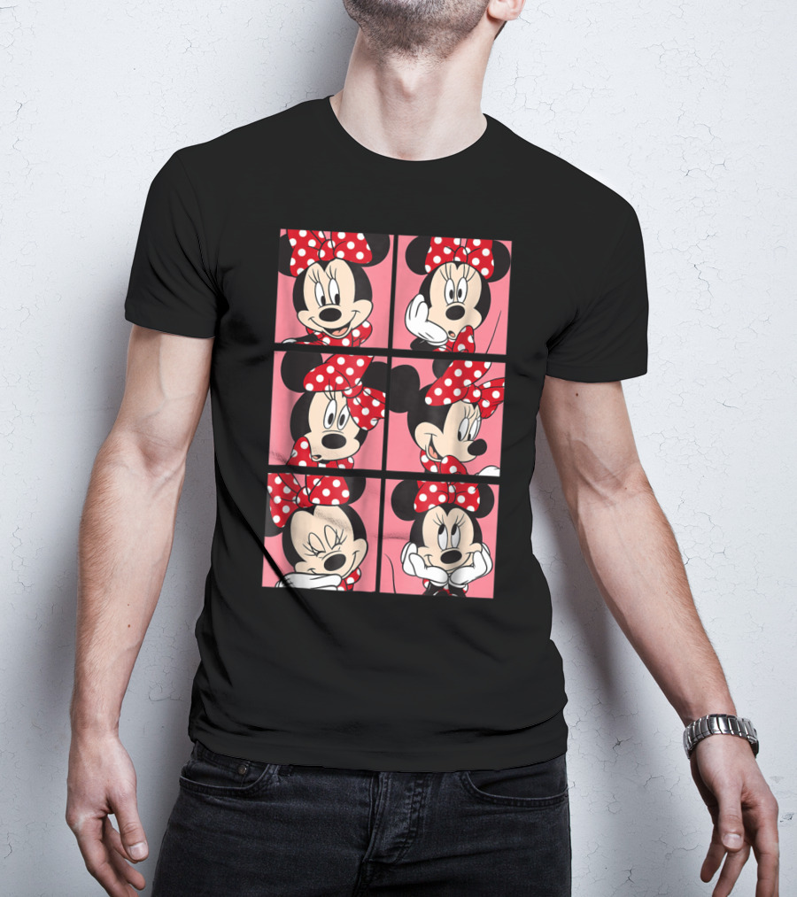 Disney Minnie Mouse Red Polka Dot Bow Pink Grid Expressions T-Shirt