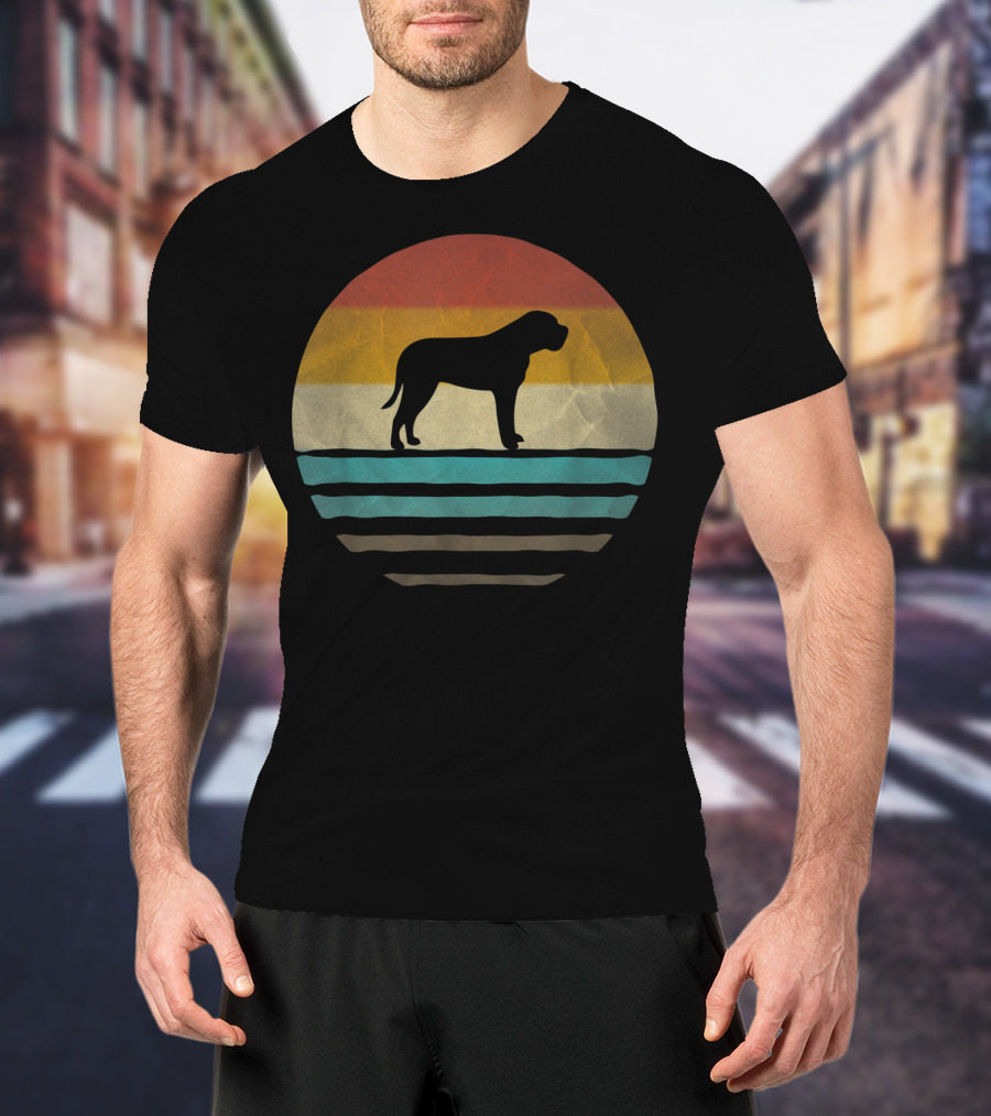 English Mastiff Dog Vintage 70s Retro Sunset T-Shirt
