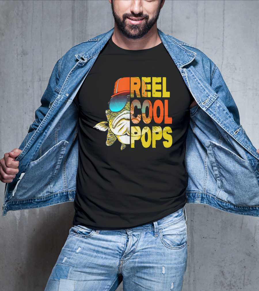 Father's Day Fishing Reel Cool Pops Sunglasses Hat Fish T-Shirt