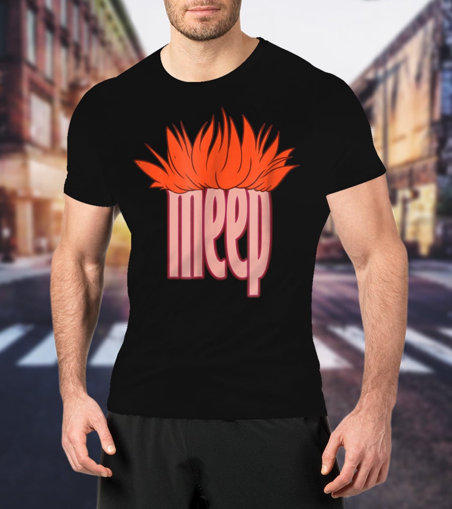 Meep Hair Orange Flame Text T-Shirt