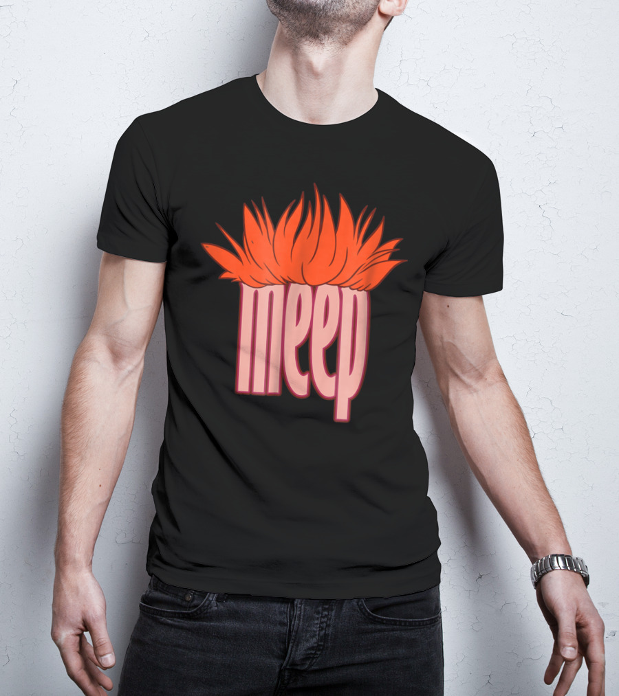 Meep Hair Orange Flame Text T-Shirt