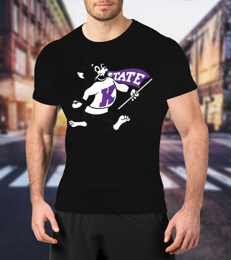 K State Wildcats NCAA State Mascot Flag T-Shirt