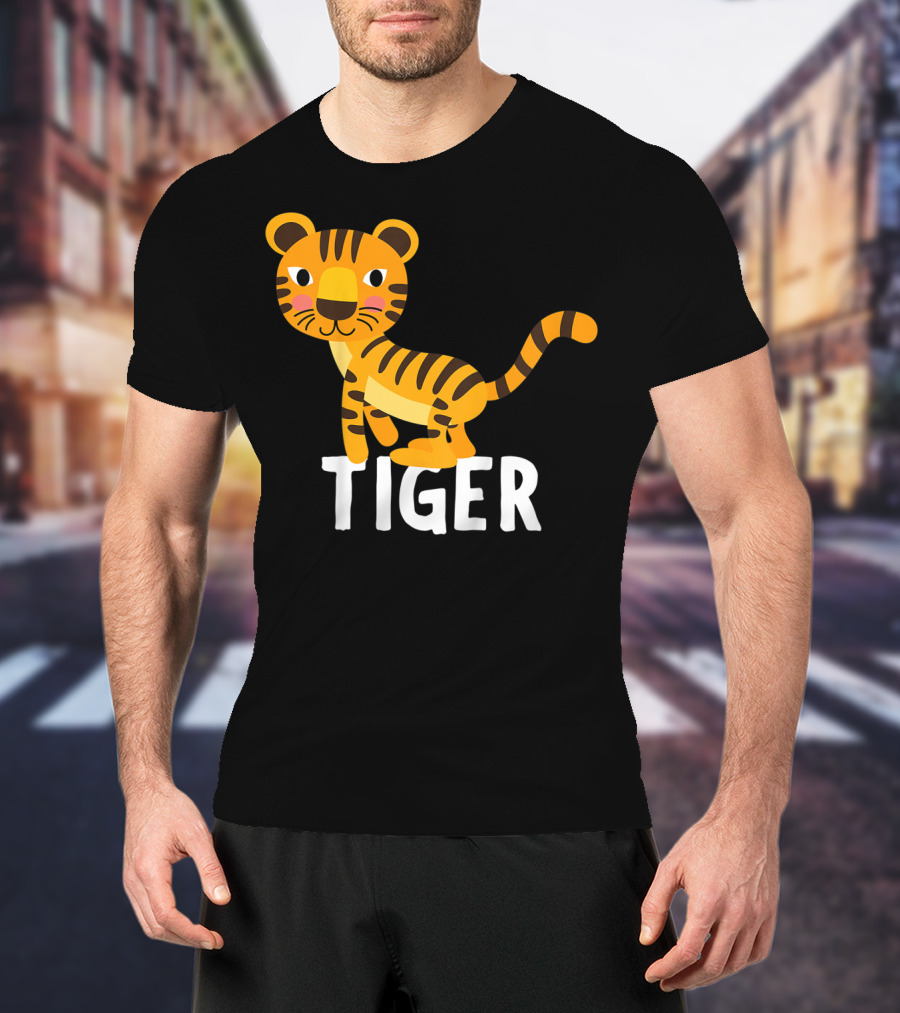 Tiger Cartoon Illustration For Kids And Girls T-Shirt