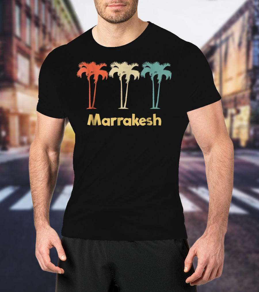 Marrakesh Morocco Vintage Vacation Palm Trees T-Shirt