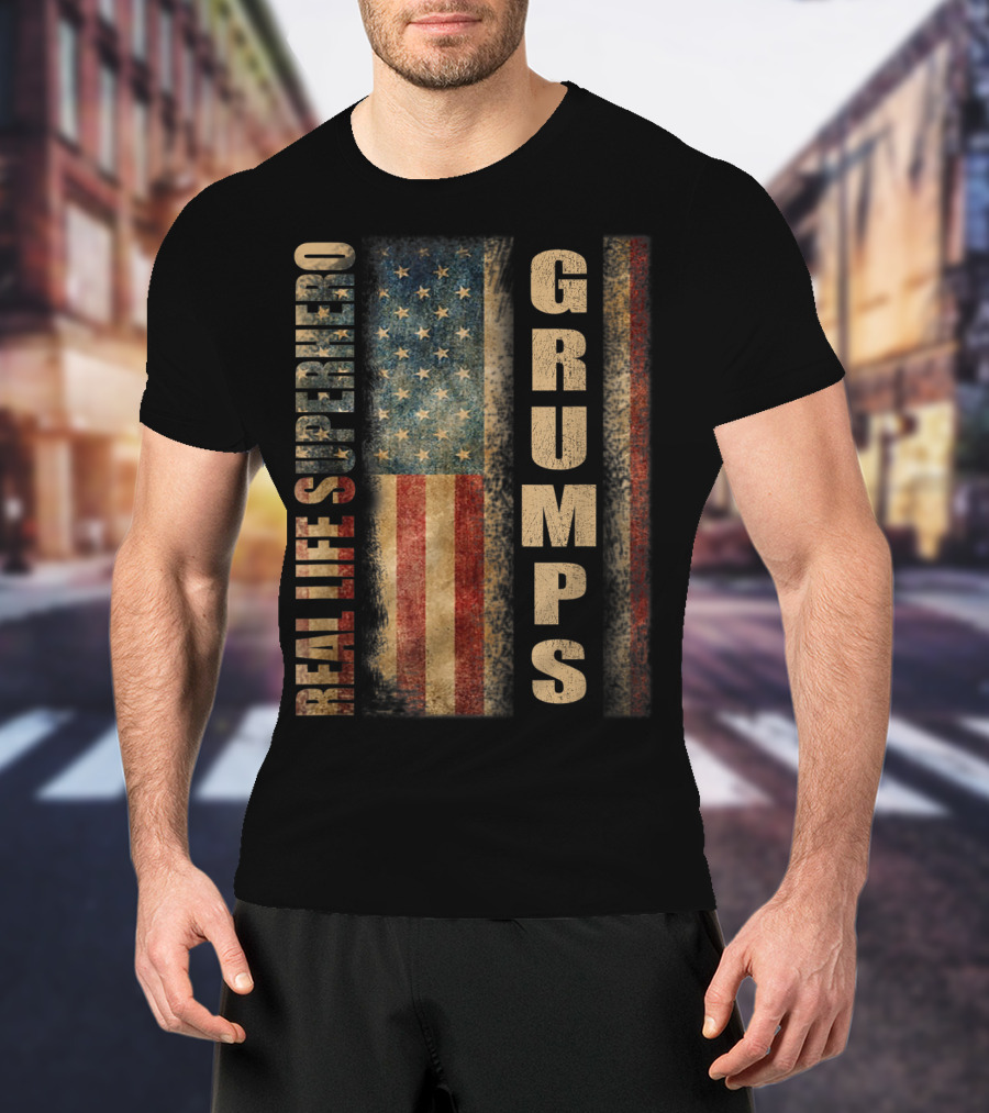 Real Life Superhero Grumps America Flag Mens T-Shirt