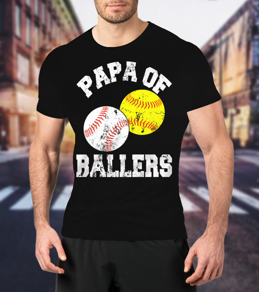 Papa Of Ballers Baseball Softball T-Shirt