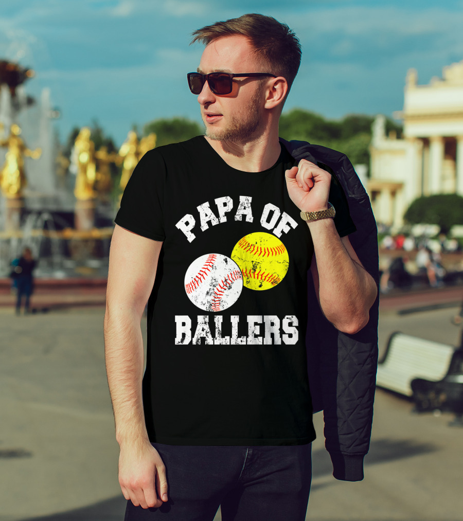 Papa Of Ballers Baseball Softball T-Shirt