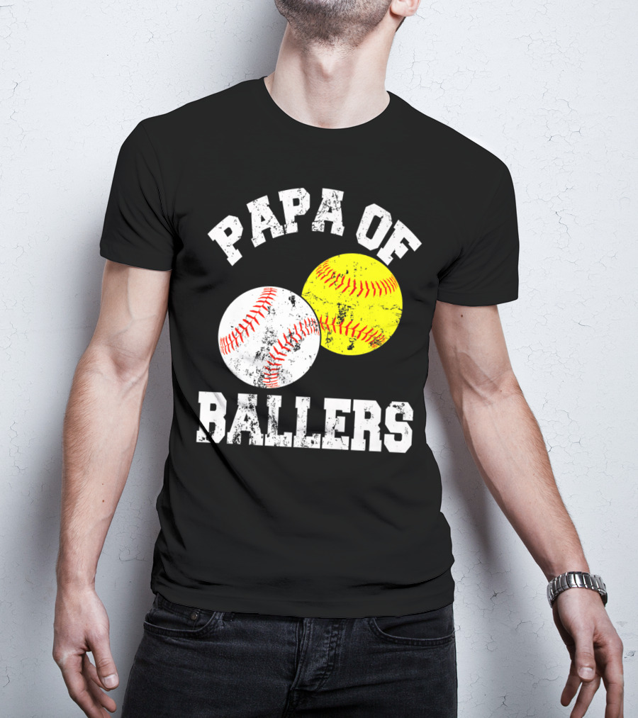 Papa Of Ballers Baseball Softball T-Shirt