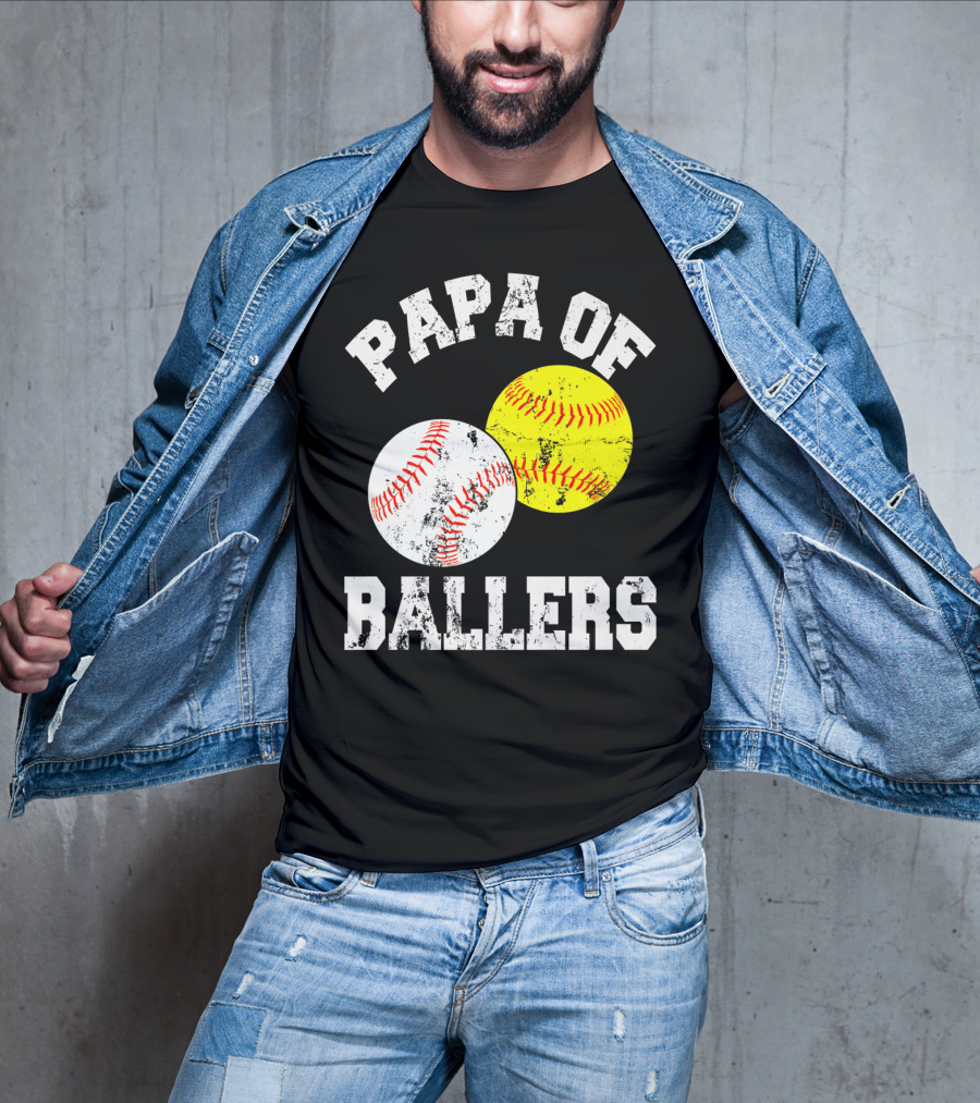 Papa Of Ballers Baseball Softball T-Shirt