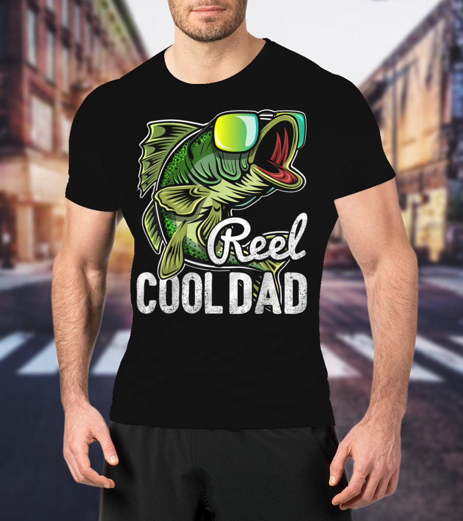 Reel Cool Dad Fishing Sunglasses Bass T-Shirt