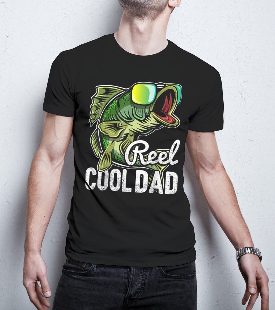 Reel Cool Dad Fishing Sunglasses Bass T-Shirt