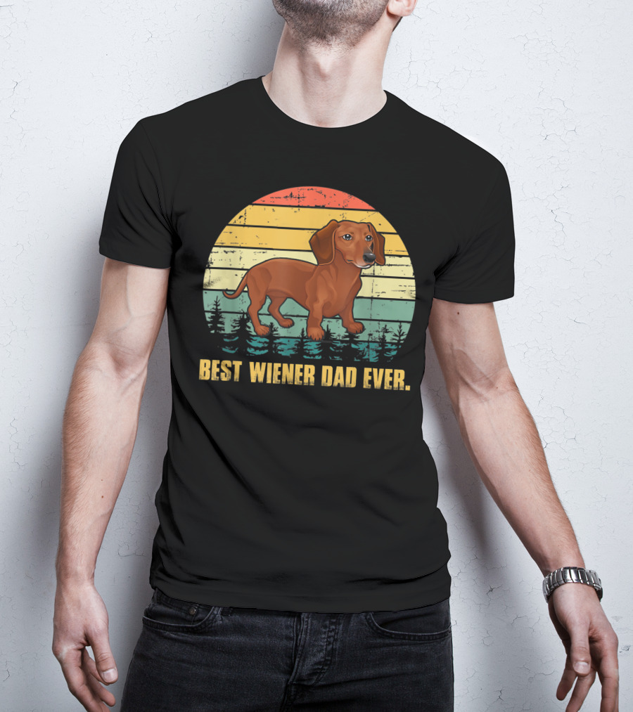 Best Wiener Dad Ever Mens Vintage Dachshund T-Shirt